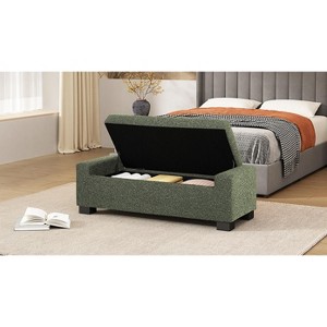 50in Ottoman Bench in Textured Fabric, Rectangular Design with Hinged Lid for Seating, Footrest,Perfect for Living Room, Bedroom, or Entryway - 1 of 1