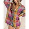 Women's Single Breasted Colorful Plaid Shirt Jacket Casual Long Sleeve Button Down Overshirt Lightweight Top - 4 of 4