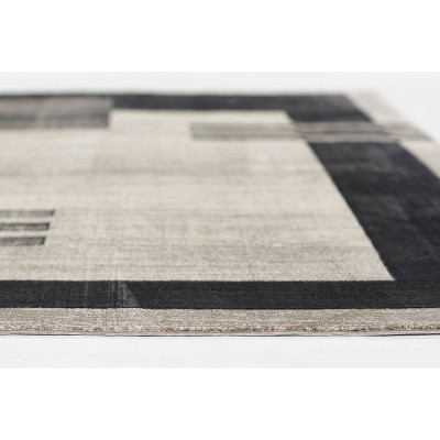 Charcoal Geometric Wool-Feel 7'9" x 9'10" Area Rug