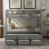 NicBex Twin over Twin Bunk Bed Convertible Pine Triple Bed Frame with Trundle, 3 Drawers, Ladder and Guardrail, No Box Spring Required - 2 of 4