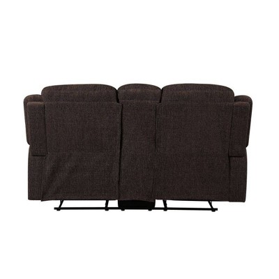 Madden Dark Brown Chenille Tufted Reclining Loveseat with Cup Holder