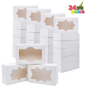 Joyfy 24 Pcs Christmas Cookie Boxes with Window, White Bakery Boxes Gift Boxes for Pastries Cupcakes Xmas Holiday Treats - 1 of 4