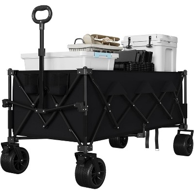 460lbs Heavy Duty Utility Beach Wagon Cart , Extra Long Foldable WagonCart with Cup Holders for Sand