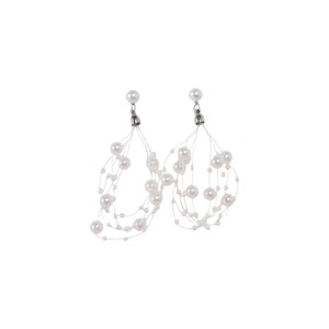 Slickblue Women's Jewelry, Layered Lace String Earrings with White Faux Pearls, Chunky Style, 3" Long - 1 of 2