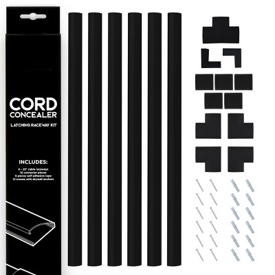 Fleming Supply Black Cord Concealer System Covers Cables, Cords, or Wires - Cable Cover Management