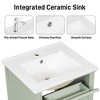 20-Inch White Bathroom Vanity with Sink, Solid Wood Legs, Adjustable Shelf, Modern Freestanding Cabinet - 4 of 4