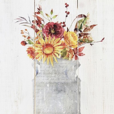 Rustic Fall Floral Metal and Wood Wall Art