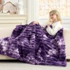 Cozy Bliss Faux Fur Plush Decorative Blanket, Cozy Warm Striped Throw Blanket - 4 of 4