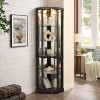 MOEPISY Corner Wine Cabinet, Elegant Glass Display Case for Living Room and Bar Storage, Black - 3 of 4