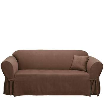 Soft Suede Sofa Slipcover Chocolate - Sure Fit