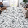 Vintage Floral Washable Rug – Distressed, Low Pile, Non-Slip, Foldable Carpet for Bedroom or Living Room - 3 of 4