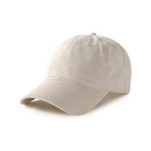 TIME HOLLOW Beige Vintage Washed Dad Hat - 1 of 3