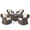 Christopher Knight Home Marquis Outdoor 5-piece Wicker Swivel Club Chair and Fire Pit Set with Cushions - 2 of 4