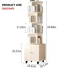 Homy Casa 360° Rotating Bookshelf with Storage Cabinet, Space-Saving Wooden Bookcase on Wheels, White - 3 of 4