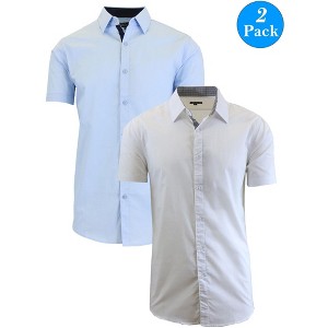 Galaxy By Harvic Men's Short Sleeve Slim Fit Button Down Dress Shirt-2 Pack - 1 of 4