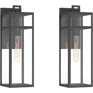John Timberland San Lucas 18 3/4" High Modern Outdoor Wall Light Fixture Mount Porch House Set of 2 Weatherproof Sand Black Metal Clear Glass Shade - 1 of 4