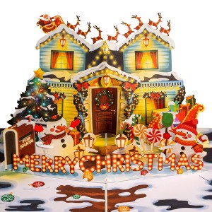 Paper Love Pop Up Christmas Card, 3D Decorated House, Gift for Christmas or Holidays - 5" x 7" - 1 of 4