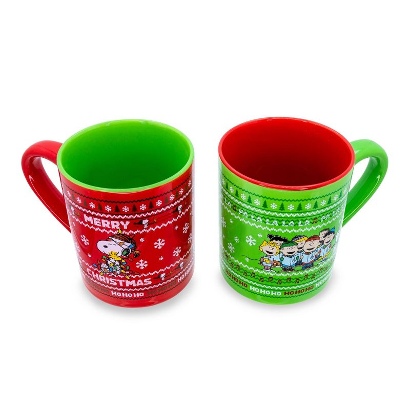 Silver Buffalo Peanuts Charlie Brown and Snoopy Christmas Sweaters Ceramic Mugs | Set of 2, 2 of 7