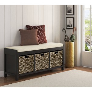 Griffin Storage Bench Black - ClickDecor: Upholstered Entryway Furniture, Shoe Organizer, Wood Frame - 1 of 4