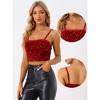 INSPIRE CHIC Women's Club Party Velvet Spaghetti Strap Crop Sequined Cami Top - 2 of 4