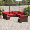 vidaXL 11 Piece Patio Sofa Set with Cushions Brown Poly Rattan - 2 of 4