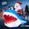 Joyfy 8 FT Long Christmas Inflatables Outdoor Decorations, Blow Ups Santa Riding on Shark with Built-in LEDs for Xmas Party Yard Garden Decoration - 2 of 4