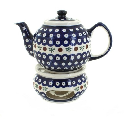 Blue Rose Polish Pottery 596-67 Zaklady Teapot with Warmer