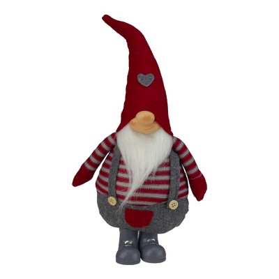 Northlight 12" Red and Gray Striped Chubby Gilbert Standing Gnome Christmas Figurine