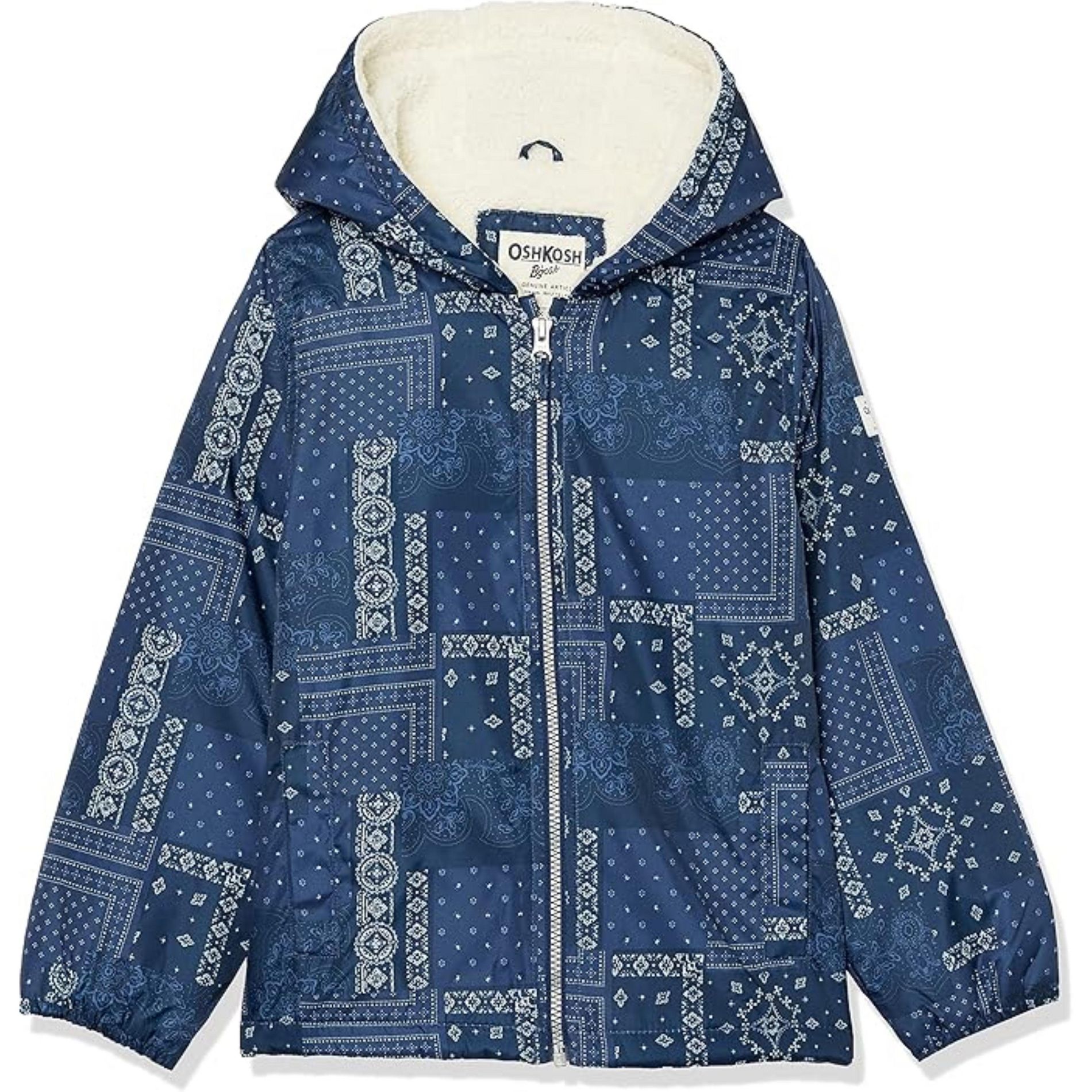 OshKosh B'Gosh Little Girls' Midweight High Pile Fleece Lined Jacket, Indigo, 6X