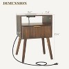 Mid Cetury Modern Nightstand with Charging Station, Fluted Bedside Table with Storage - 3 of 4
