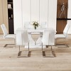 GDFStudio Anselm Modern 7 Piece Marble Pattern Dining Set with Faux Leather Chairs - 2 of 4