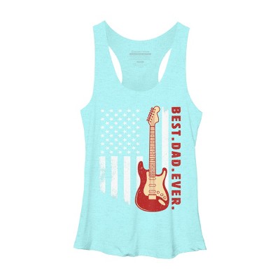 Women's Design By Humans Best Dad Ever Guitar and Flag By MINHMINH Racerback Tank Top