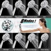 Cobbe Chrome High Pressure 8 Functions Shower Head with handheld, Powerful Detachable Shower Head Set for Low Water Pressure, 59" Stainless Steel Hose - 3 of 4