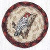 Earth Rugs Wildlife Woodpecker Round Coaster – Braided Natural Jute, Rustic Bird Design, 5"x5" - 2 of 3