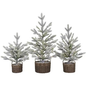 TWC Company 30-Inch 3 Piece Flocked Trees with Warm White LED Lights - 1 of 3