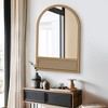 Lirago 36" x 24" Arched rattan weaving Hanging Bathroom Mirror with Gold Scratch-Resistant Aluminum Alloy Frame - 3 of 4