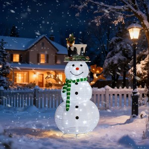 CIPACHO 4FT Lighted Snowman & Squirrel Decor - Pull Up Yard Decor with 120 White LEDs (Indoor/Outdoor Xmas) - 1 of 4