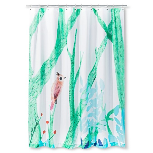 Bird Branch Shower Curtain Green Blue Air Target