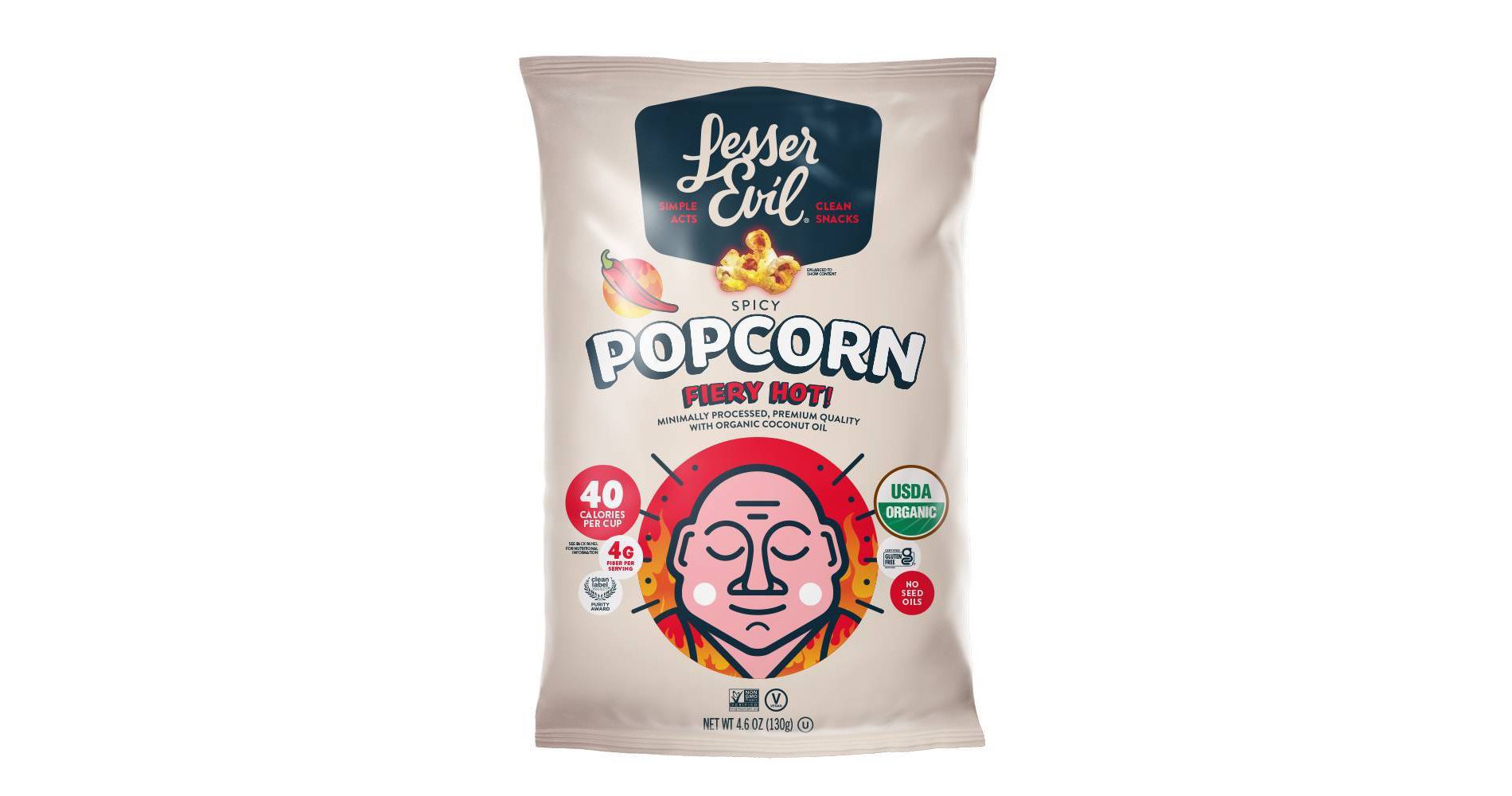 LesserEvil Organic Firey Hot Popcorn - 4.6 oz