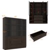 FUFU&GAGA Brown Woodgrain 4 Glass Door Storage Cabinet Bookcase - 3 of 4