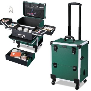 Byootique Rolling Makeup Train Case Cosmetic Organizer Trolley Lockable Vanity - 1 of 4