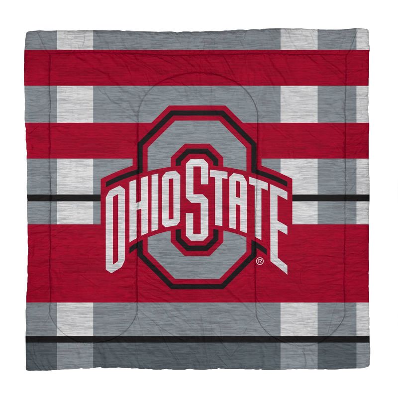 NCAA Ohio State Buckeyes Heathered Stripe Queen Bedding Set in a Bag - 3pc, 2 of 4