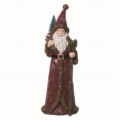 Transpac Resin Multicolor Christmas Carved Santa Figurine