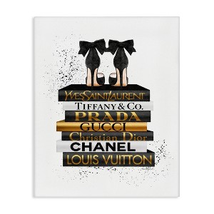 Stupell Industries Black Gold White Glam Bookstack, 16" x 20" - 1 of 4