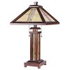 Chloe Lighting Earle Tiffany-Style Mission 3 Light Double Lit Wooden Table Lamp 15" Shade - 3 of 4