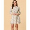 INSPIRE CHIC Women's Smocked Waist Tie Neck Floral Long Sleeve Dress - 3 of 4