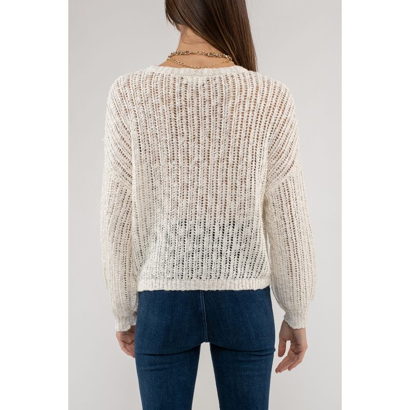 August Sky Women's Sheer Knit Pullover Sweater, 2 of 5