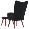 vidaXL Velvet Relaxing Chair with Stool- Black Soft Seating with Durable Steel Frame and Wooden Legs' - 4 of 4