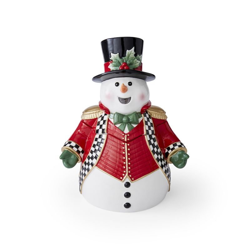 Spode Christmas Tree Black and White Snowman Cookie Jar, 1 of 6