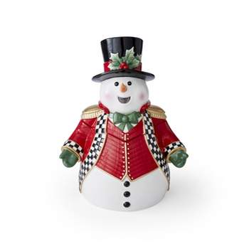 Spode Christmas Tree Black and White Snowman Cookie Jar